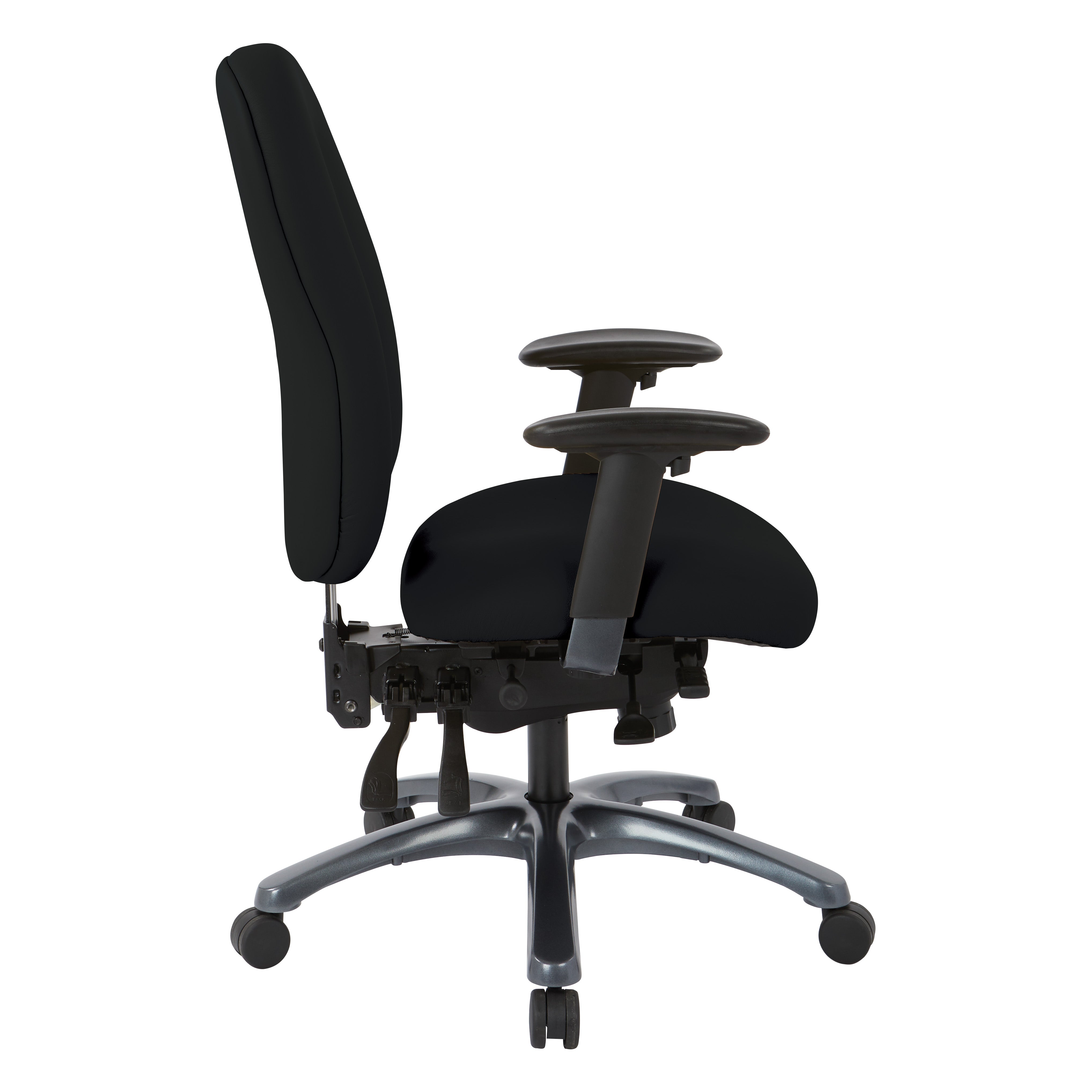Multi-Function High Back Chair with Seat Slider and Titanium Finish Base